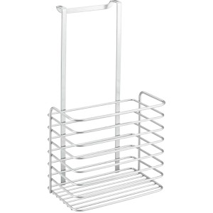 Organizzatore da cucina color argento da appendere, ideale per riporre gli utensili.