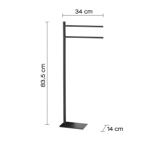 Portasciugamani t.b.t. nero autoportante con due aste e base quadrata.