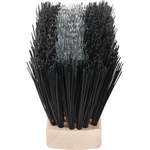 Scopa LUX Elasdra con setole nere e argentate su blocco di legno, strumento di pulizia.