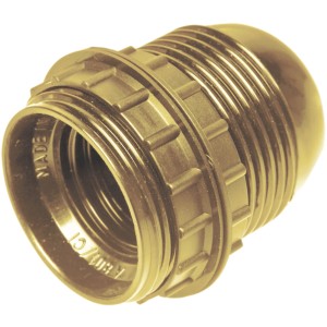 Dettaglio di un portalampada marrone t.b.t. per lampadine.