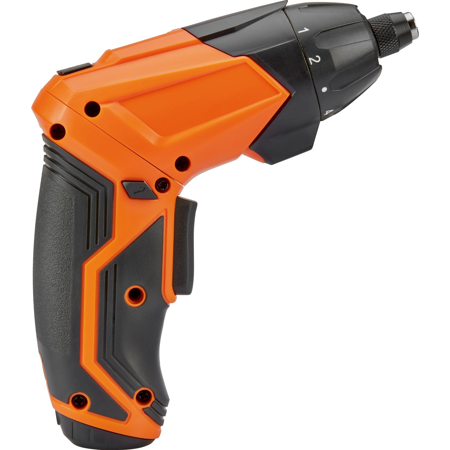 Avvitatore a batteria OBI 3,6V, set da 56 pezzi in arancio/nero. Avvitatore compatto con set di inserti.
