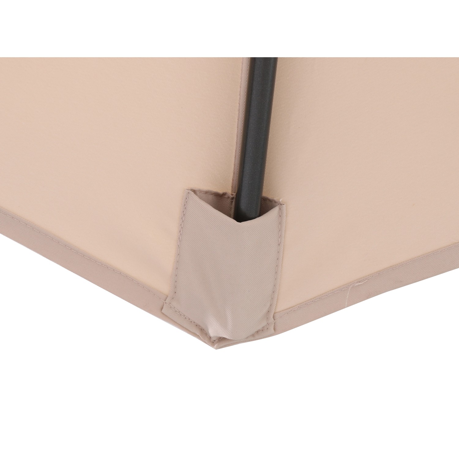 Dettaglio: Ombrellone a braccio Alvarado beige (Ø 300 cm) con palo e angolo in tessuto.