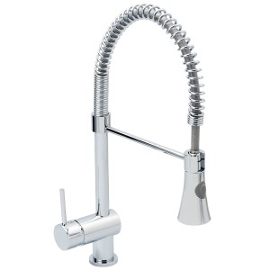 Miscelatore monocomando per lavello OBI Raso cromato con doccetta estraibile.