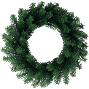 Corona artificiale, Ø 45 cm, realizzata con rami di abete verde per decorazioni natalizie.