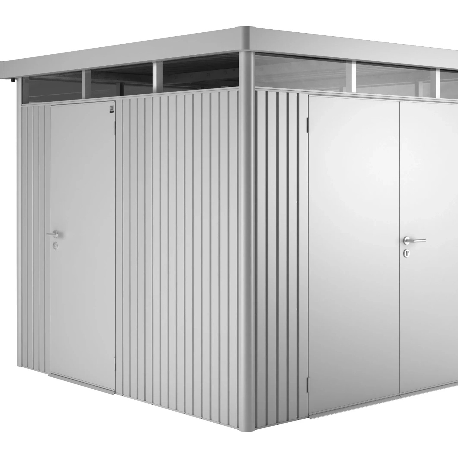 Porta aggiuntiva Biohort HighLine in argento per casette da giardino, con maniglia e serratura.