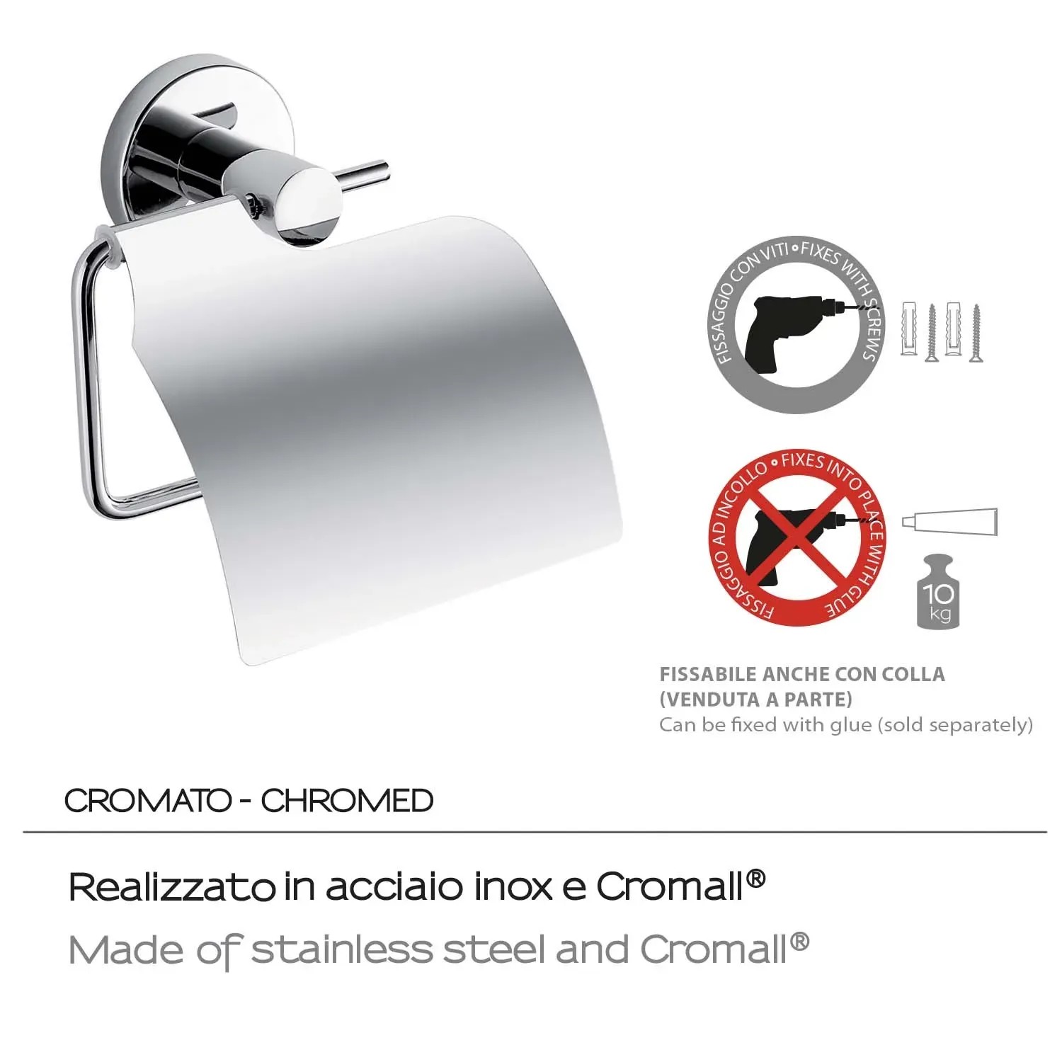 Accessorio doccia t.b.t., cromato, per montaggio a parete.