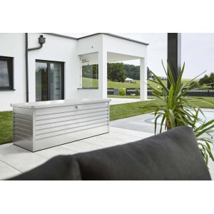 Biohort Box da giardino 180, argento metallizzato, ideale per riporre oggetti in giardino. Box universale in metallo con serratura a cilindro.