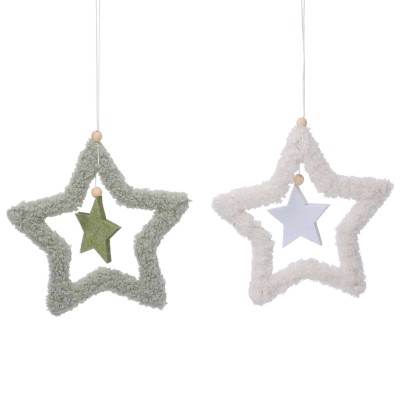 Stella in tessuto da appendere verde 2 assortiti 16x0,7x15,5 cm