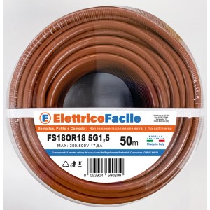 Cavo elettrico marrone flessibile (50m) su bobina, per installazioni interne.