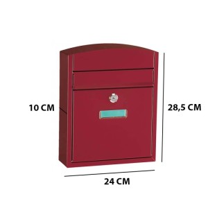 Cassetta postale acciaio chiavi incluse 24x10x28,5 cm rosso opaco
