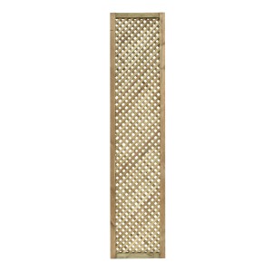 Pannello grigliato in legno per recinzioni da giardino, finitura naturale.