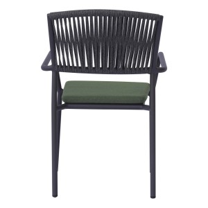 Sedia giardino contract C-braccio alluminio antracite corda verde