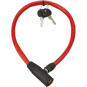 Lucchetto a cavo rosso t.b.t. con due chiavi per biciclette e altro.