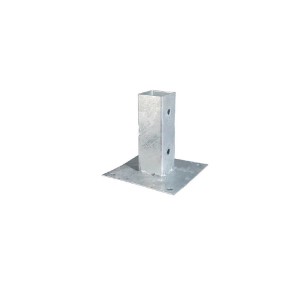 Supporto per palo in metallo argentato per il montaggio di pali.