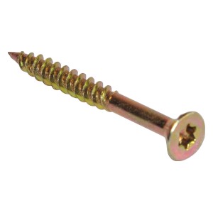 Vite per legno color oro con attacco Torx, adatta per giunzioni in legno.