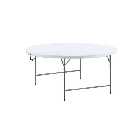 Tavolo pieghevole Taloga tondo in plastica e telaio acciaio 152x74 cm bianco