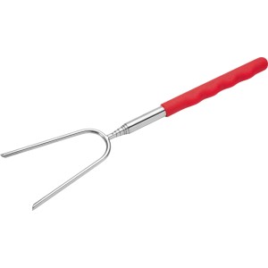 Forchetta BBQ Jamestown estensibile in acciaio inox con manico rosso. Utensile per grigliare in sicurezza.