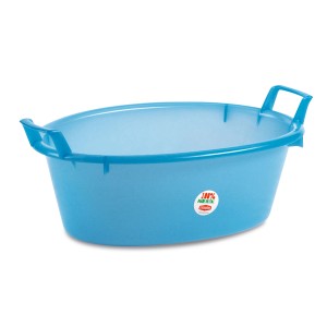 Cesta ovale blu t.b.t. in plastica con manici.