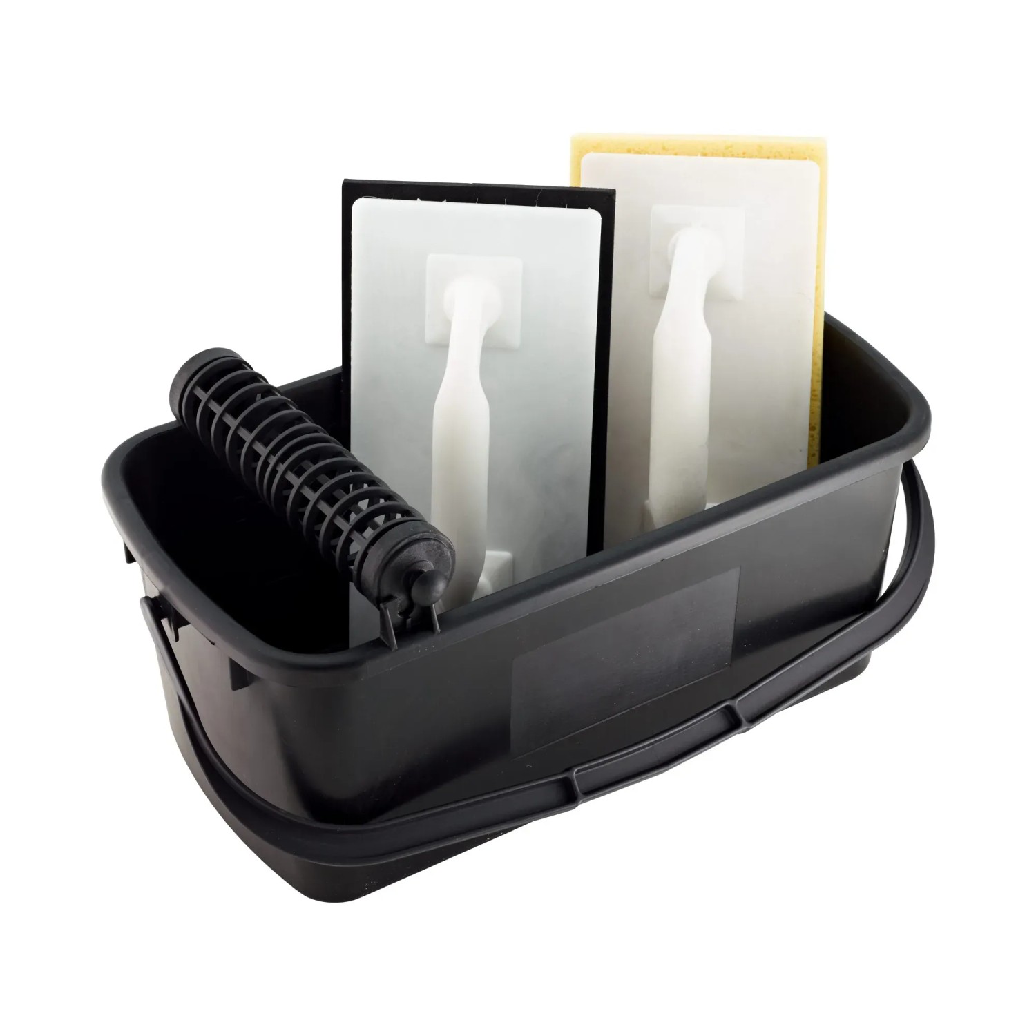 Set lavaggio piastrelle LUX, 3 pezzi, con secchio, spugna abrasiva e frattazzo per piastrellare.