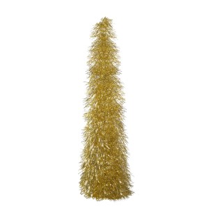 Albero di Natale artificiale plastica pieghevole con frange oro Ø30xh152,5 cm