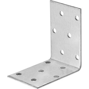 Staffa angolare zincata 60x60x40 mm per strutture in legno, connettore angolare con fori.
