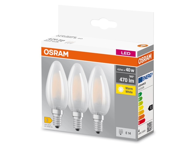 OSRAM Lampadina LED a filamento, candela 40W 2700K E14 Dimmerabile