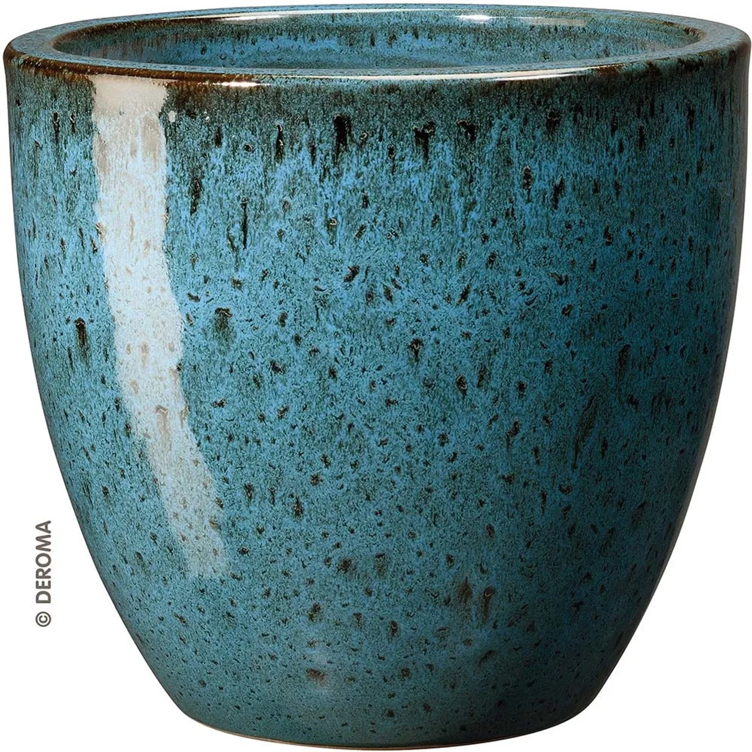 Vaso in terracotta blu con superficie screziata per piante.