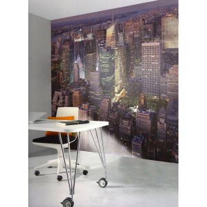 Carta da parati decorativa con motivo cittadino t.b.t. in ufficio.