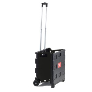 Carrello da officina t.b.t. nero con manico telescopico e ruote.