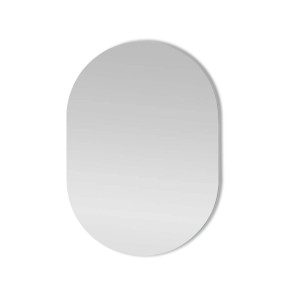 Specchio ovale senza cornice. Design semplice per bagno o corridoio.