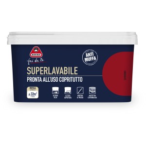 Secchio di pittura per interni colorata Boero, colore rosso rubino, super lavabile e pronta all'uso.