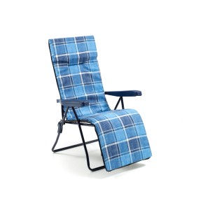 t.b.t. lettino con rivestimento a scacchi blu per giardino e balcone.