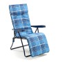 t.b.t. lettino con rivestimento a scacchi blu per giardino e balcone.