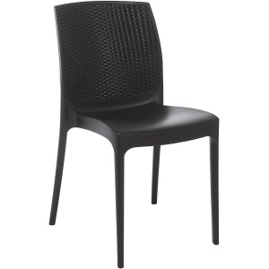 Sedia da giardino t.b.t. nera con schienale intrecciato.