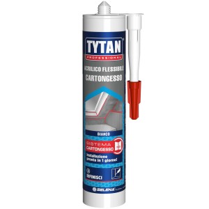 Cartuccia di sigillante acrilico flessibile Tytan per cartongesso, bianco.