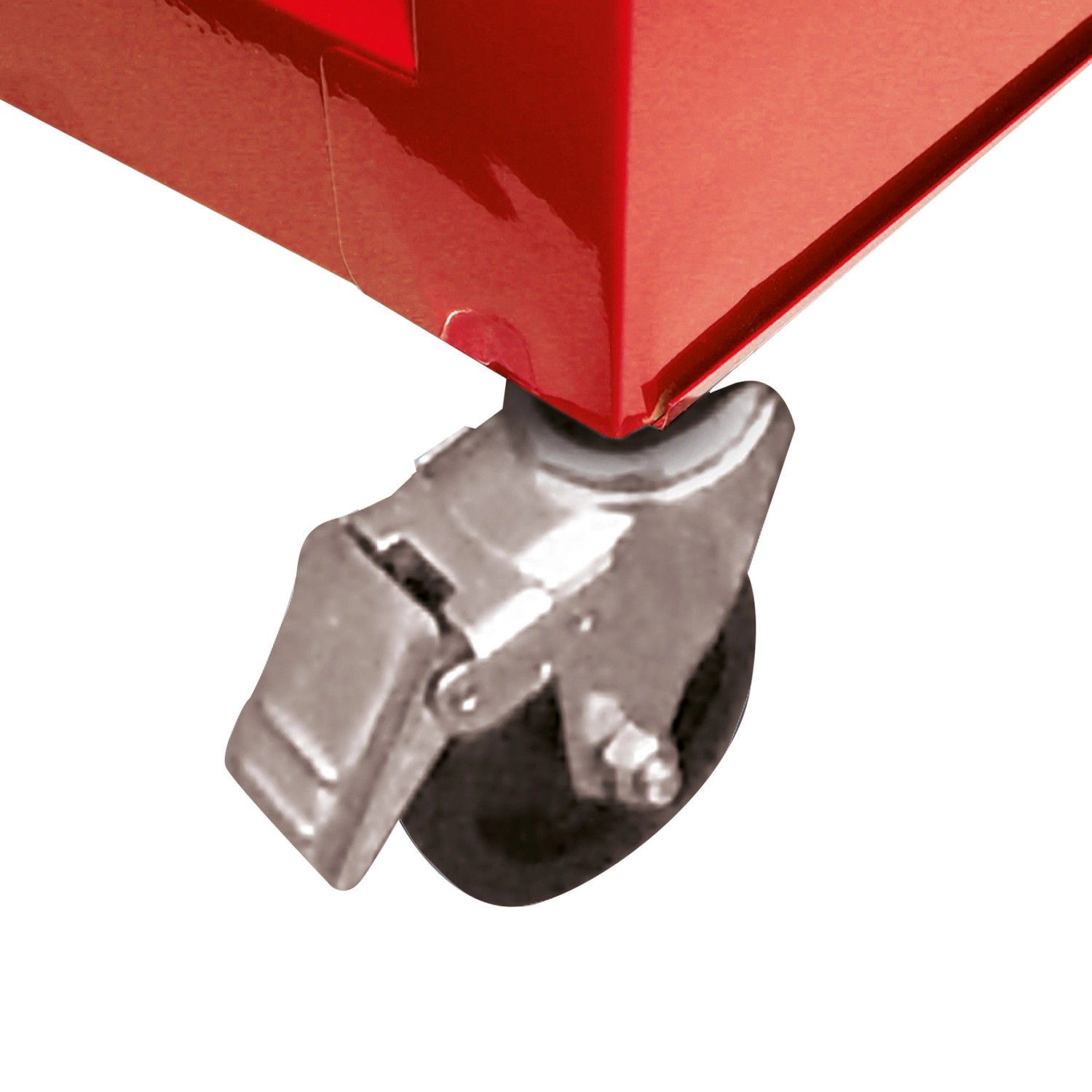 Dettaglio: Ruota con freno sul carrello da officina rosso Einhell TC-TW 100.