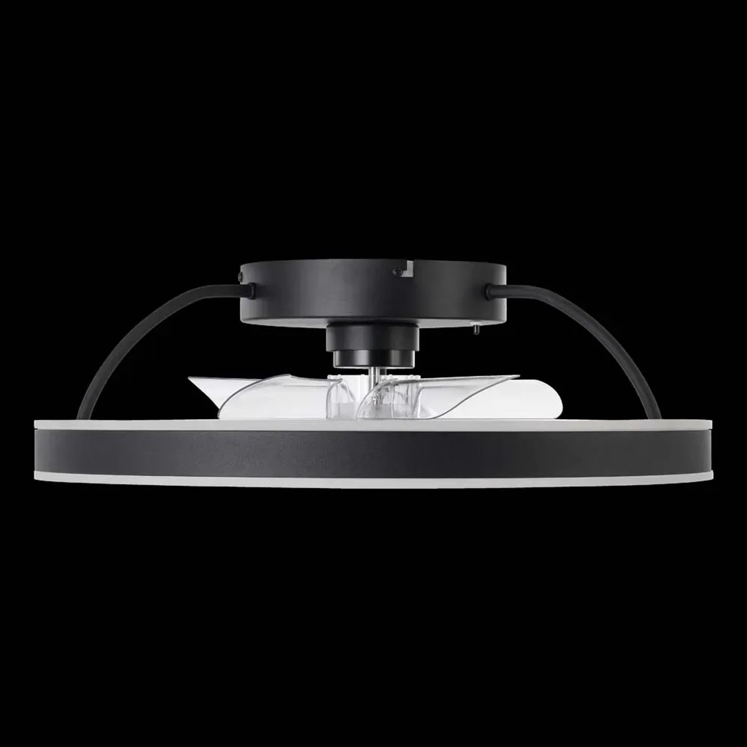 Plafoniere LED moderna t.b.t. con cornice nera ed elementi decorativi.