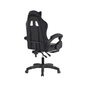 Sedia gaming reclinabile con poggiapiedi e supporto lombare nero