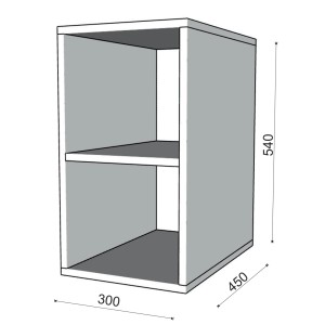 Elemento per mobile bagno t.b.t. con due scomparti e dimensioni.