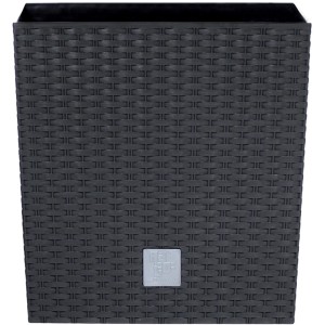 Vaso per piante Prosperplast antracite effetto rattan, 33x33x33 cm.