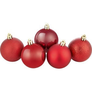 Set di palline di Natale bordeaux, Ø 6 cm, 25 pezzi, con diverse finiture.