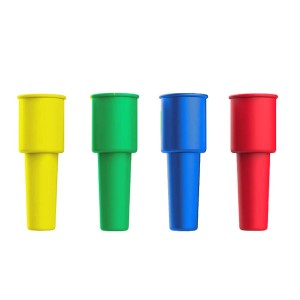 Utensili da cucina t.b.t. multicolore in giallo, verde, blu e rosso.