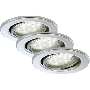 Briloner Set 3 faretti LED da incasso cromati, orientabili. Incluse lampadine LED.