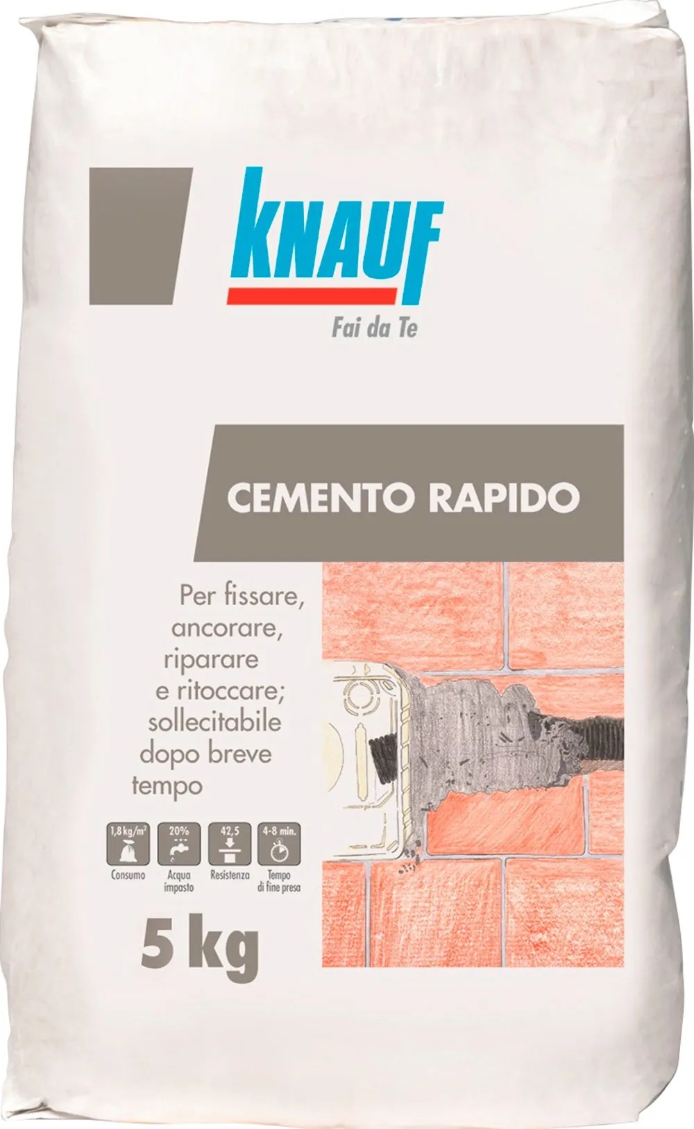 Cemento Knauf Alta Resistenza 42.5R - Sacco Da 5 Kg Per Interni Ed Esterni