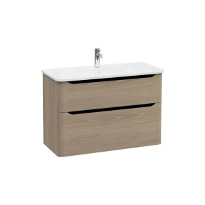 Mobile bagno base lavabo sospesa 2 cassetti Integra Round 100 cm golden oak