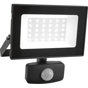 Faretto LED grigio da 30W con sensore per esterni.