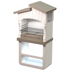 Barbecue in muratura con griglia e ripiani. Ideale per giardino e terrazza.