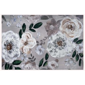 Quadro Quadri con motivo floreale nei toni del bianco e del grigio.
