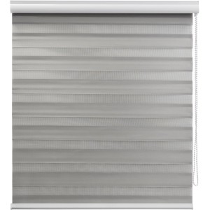 Tenda a rullo t.b.t. grigia a strisce orizzontali per finestre.