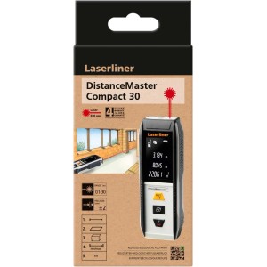Laserliner DistanceMaster Compact 30 nella scatola, uno strumento di misura digitale per misurazioni precise.